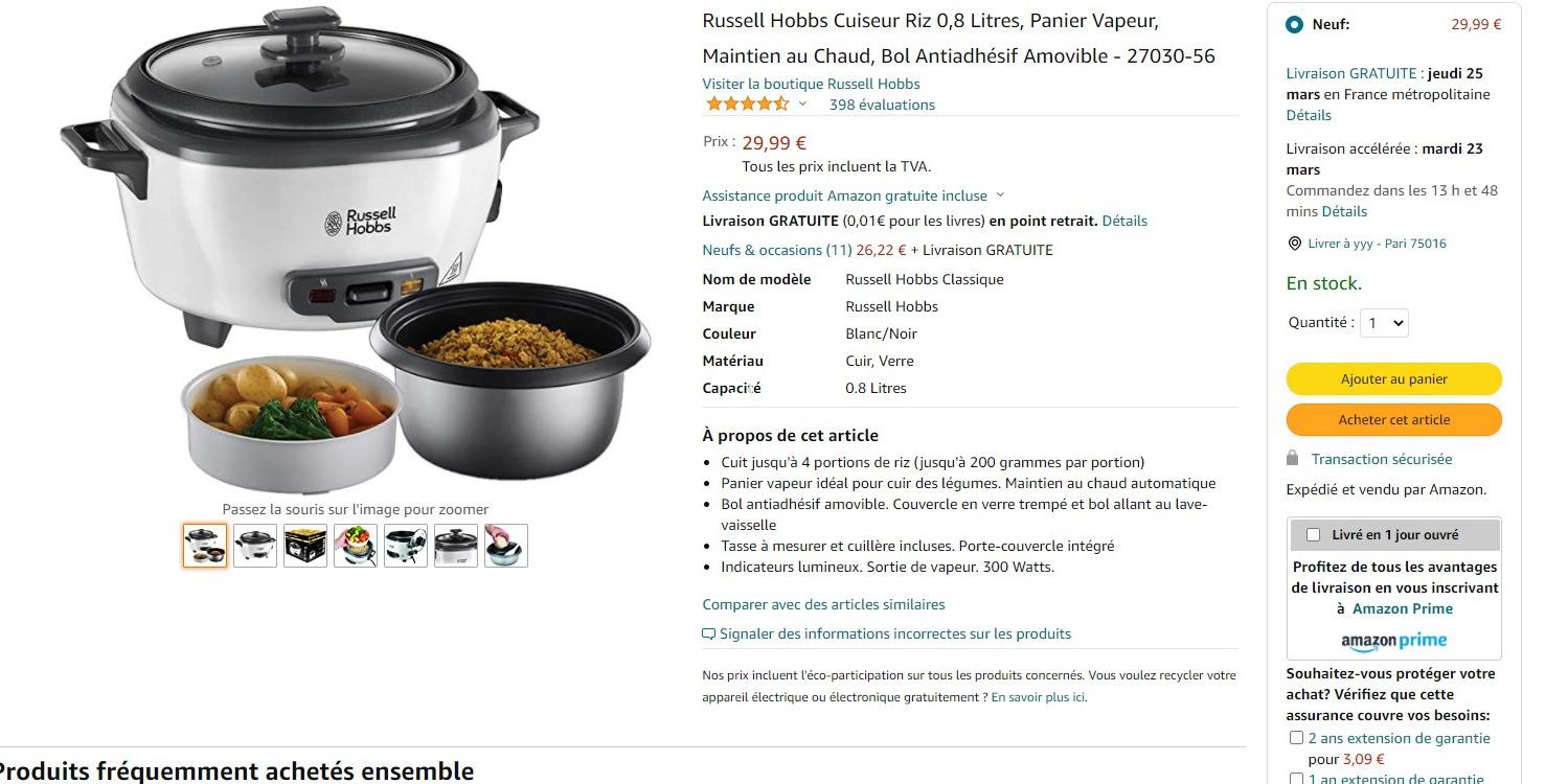russell hobbs电饭煲,russellcrowe russell hobbs/领豪电饭煲法亚史低价仅需29.99欧!