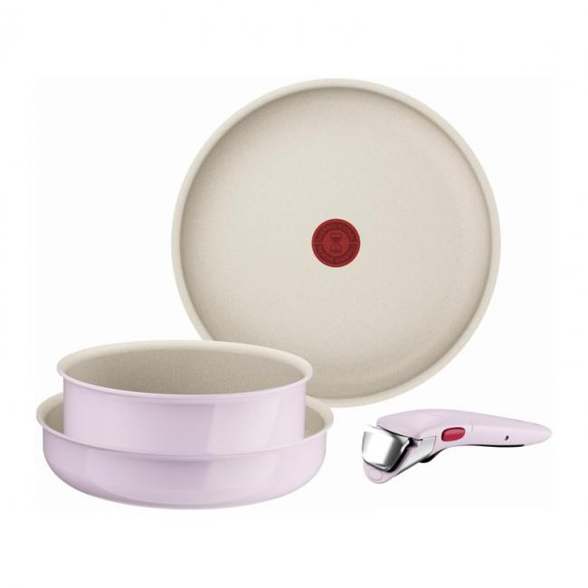 Tefal 特福 Ingenio Serenity 可拆柄锅具4件套 Pink Clay 粉色