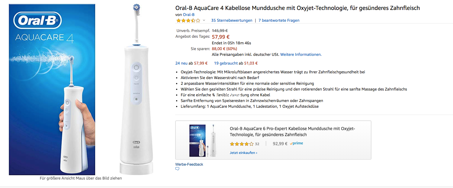 42 99 Æ”¶oral B Æ¬§ä¹b Aquacare 4 Æƒ³æ‹¥æœ‰è¿·äººç¬‘å®¹ Ä»Žç‰™é½¿æ¸…æ´åšèµ· Ä¸€åˆ†é’±ecentime Åˆ†äº«å“è´¨ç”Ÿæ´»