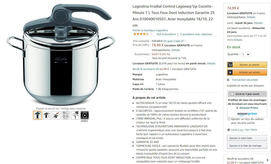 Lagostina 高压锅58折好价收 7l大容量 不锈钢质感颜值贼高 小编自用款 煲汤炖肉一锅搞定 一分钱ecentime 分享品质生活