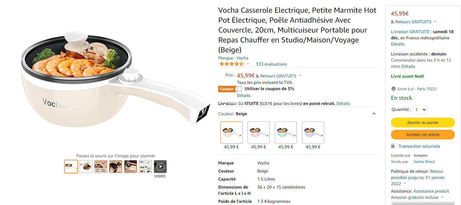 Vocha小电锅超级好价仅需43 69欧 煮个泡面自制小火锅什么的 简直不要太方便哟 一分钱ecentime 分享品质生活